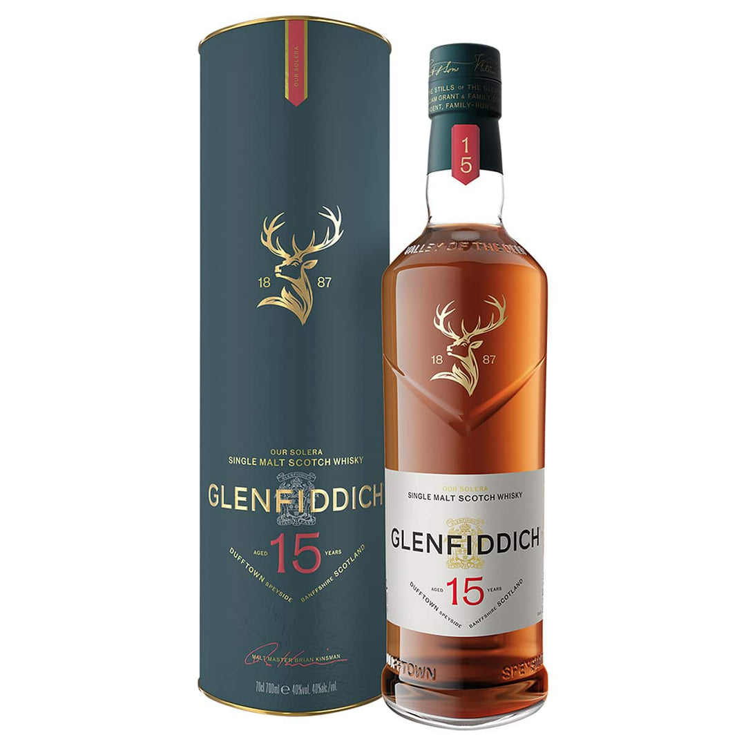 Glenfiddich 15 Year Old Single Malt Scotch Whisky (700ml) – Innovative Solera Maturation Meets Speyside Elegance